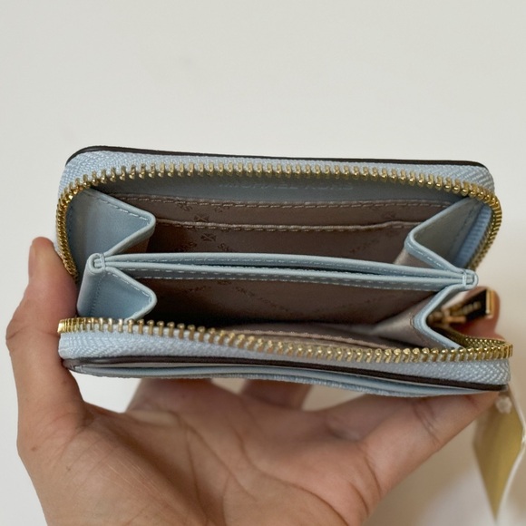 Michael Kors Jet Set Travel Card Case Wallet Wallet MK Pale Ocean - Picture 10 of 10